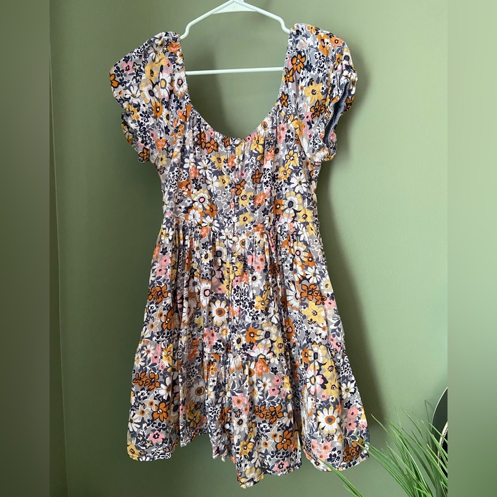 American Eagle Outfitters Floral Dress with Orange and Yellow Accents